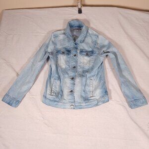 Garnet Hill Relaxed Denim Jeans Jacket Womens Size 8 Organic Cotton Blend